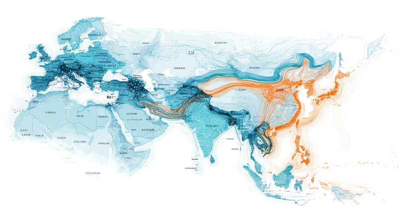 نقشه جهان با مسیرهای ورود به بازار و آیکون‌های زبان؛ محتوای چندزبانه با هوش مصنوعی و سئو بین‌الملل برای برندهای ایرانی در ۱۴۰۵/2026