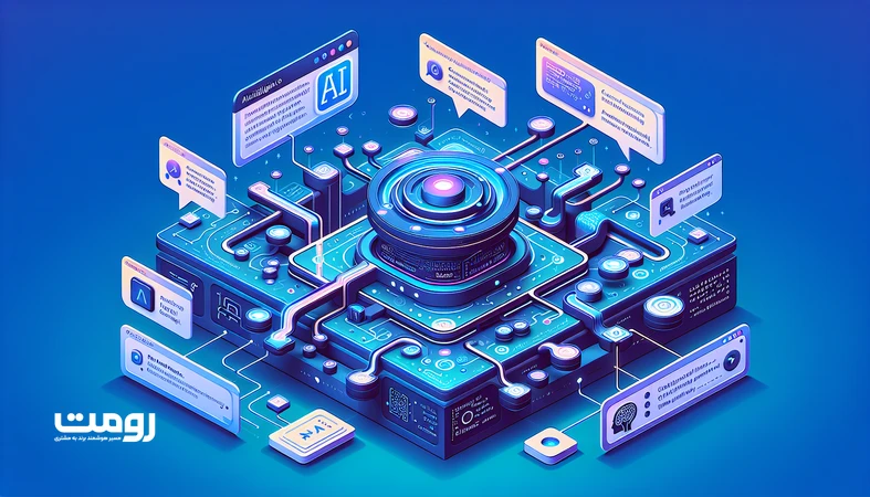 تصویر ایزومتریک رقابت جست‌وجوی هوشمند میان ChatGPT Search، Perplexity و Google Gemini با تمرکز بر گفت‌وگو، استناد و پاسخ‌های مولد