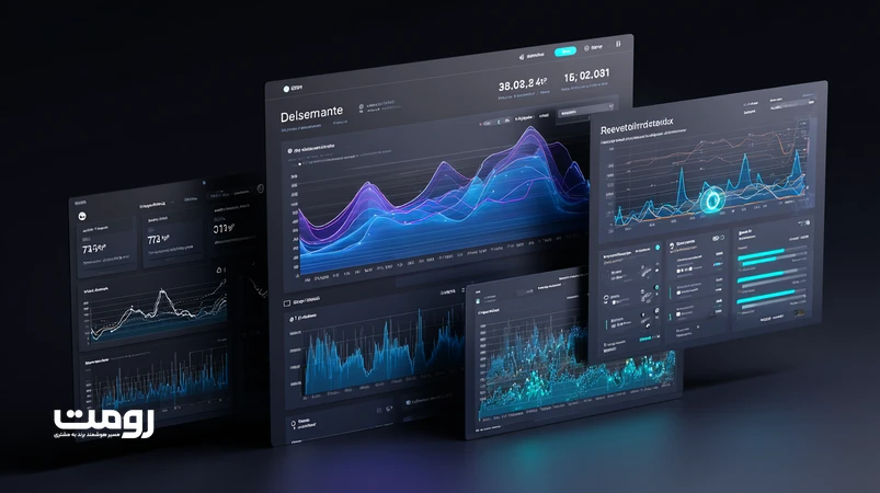 داشبورد بصری داده‌های رفتاری در سئو با نمایش Dwell Time، Scroll Depth و Engagement Rate در کنار لایه‌ای از شبکه‌های عصبی برای تحلیل با هوش مصنوعی