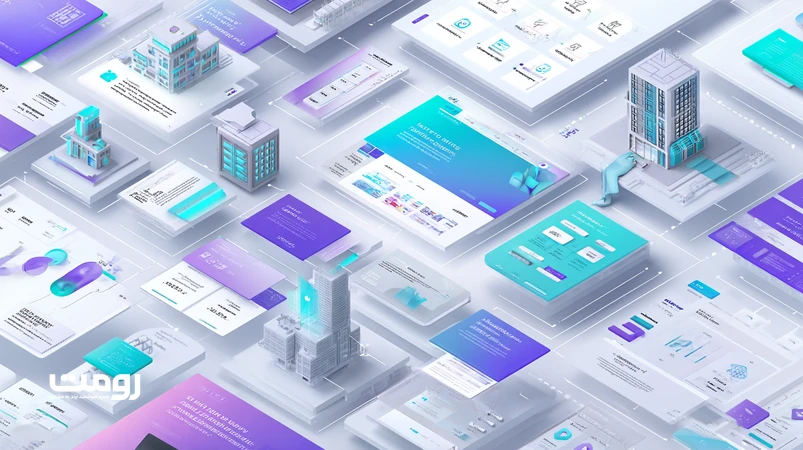 تصویر ایزومتریک از نقش AI در ایجاد اعتماد دیجیتال و تأثیر آن بر سئو برند با نمادهای امنیت، استناد و EEAT در یک وب‌سایت فارسی