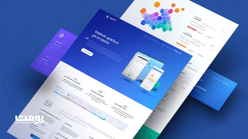 تصویر مفهومی طراحی هدر و فوتر مؤثر در نسخه دسکتاپ و موبایل با ناوبری، دکمه CTA، جستوجو و لینکهای فوتر برای افزایش تعامل کاربر