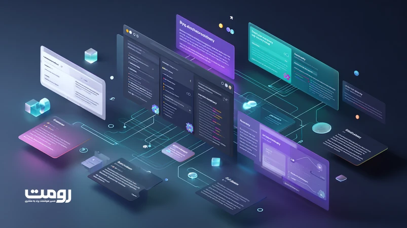 تصویر مفهومی آینده موتورهای جست‌وجو با مقایسه ChatGPT، Google SGE و Perplexity و نمایش پاسخ‌های تعاملی و استناد به منابع