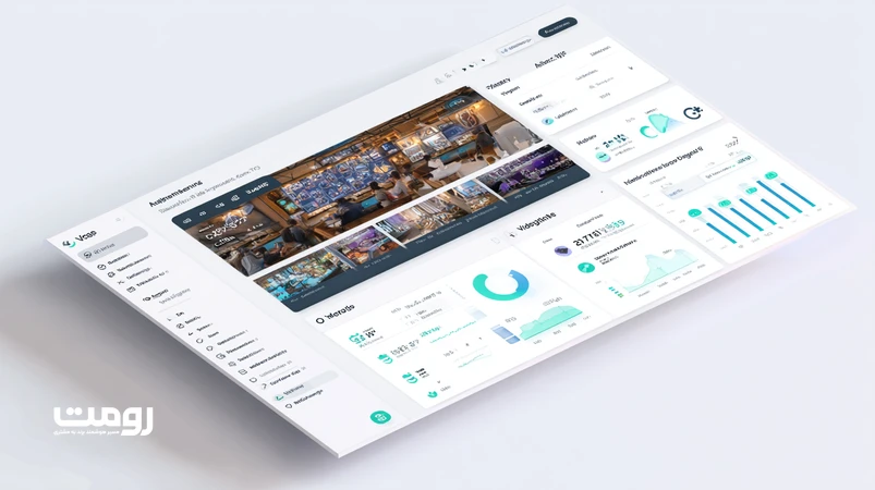 تصویر مفهومی از ارزیابی چندرسانه‌ای توسط الگوریتم Gemini با نمایش فریم‌های ویدیو، کپشن فارسی، اسکیما و نمودارهای تعامل برای بهبود سئو و تجربه کاربر