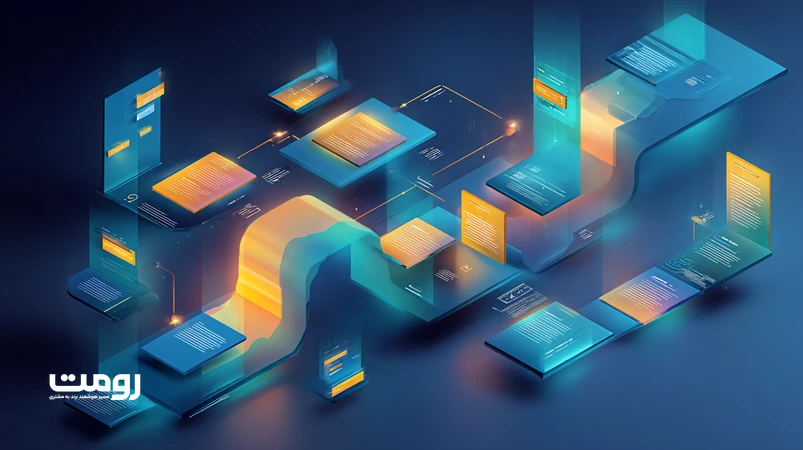 تصویر مفهومی بازتعریف لینک‌سازی طبیعی با تغییرات الگوریتمی گوگل؛ گراف معنایی، مسیر کاربر، لینک داخلی و شاخص‌های تعامل کاربر در سبک مدرن.
