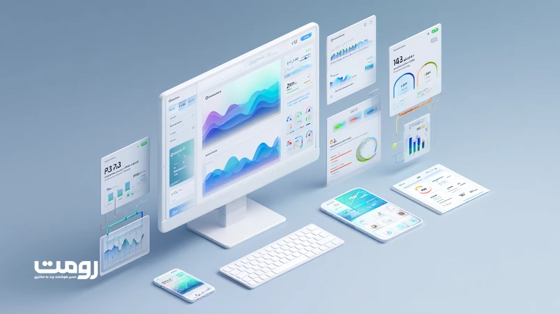 تصویر ایزومتریک داشبورد Core Web Vitals با نمایش LCP، INP و CLS و تأکید بر سرعت، پایداری و واکنش‌پذیری در تجربه کاربر