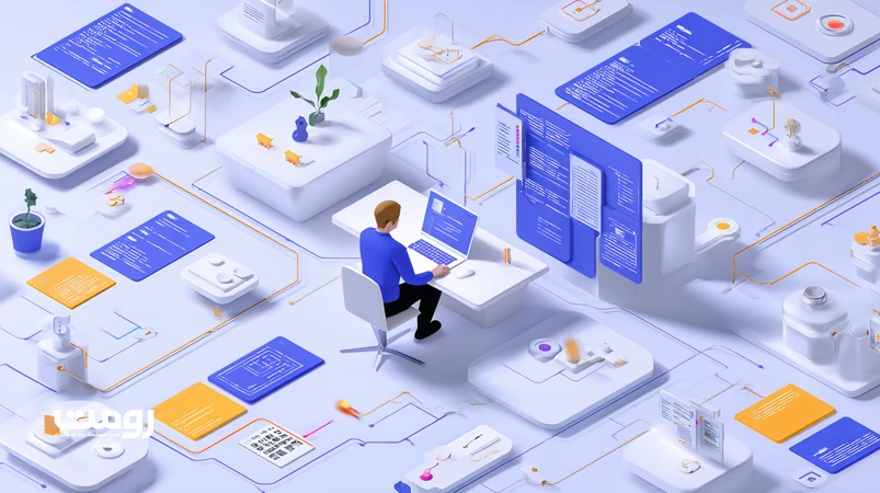 تصویر ایزومتریک از تقابل Prompt Engineering و Keyword Research در سئو ۲۰۲۶ با نمایش نقشهٔ نیت، گراف معنایی و طراحی خروجی ساختارمند.