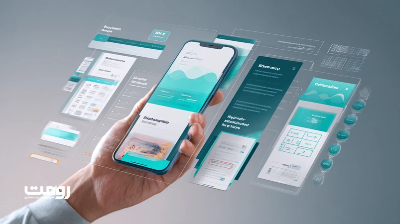 تصویر مفهومی طراحی وب‌سایت واکنش‌گرا 2026 با تمرکز بر موبایل، تعامل gesture-first، گرید سیال و سنجه‌های LCP/INP/CLS برای سئو و تجربه کاربری