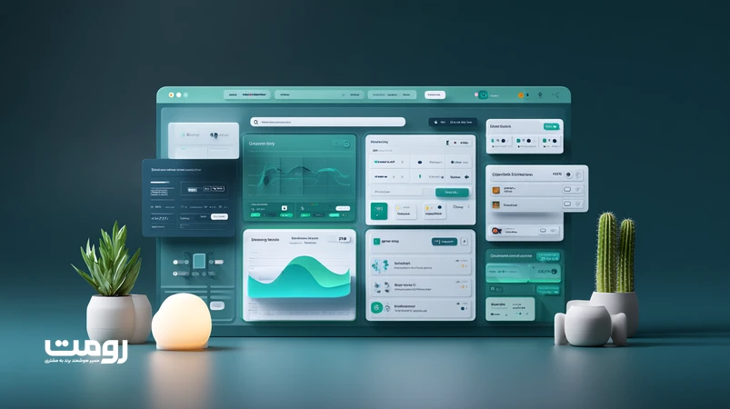 تصویر مفهومی بهینه‌سازی محتوا برای SGE با کارت‌های پاسخ، گراف موجودیت‌ها و چک‌لیست سئو در یک داشبورد مدرن فارسی