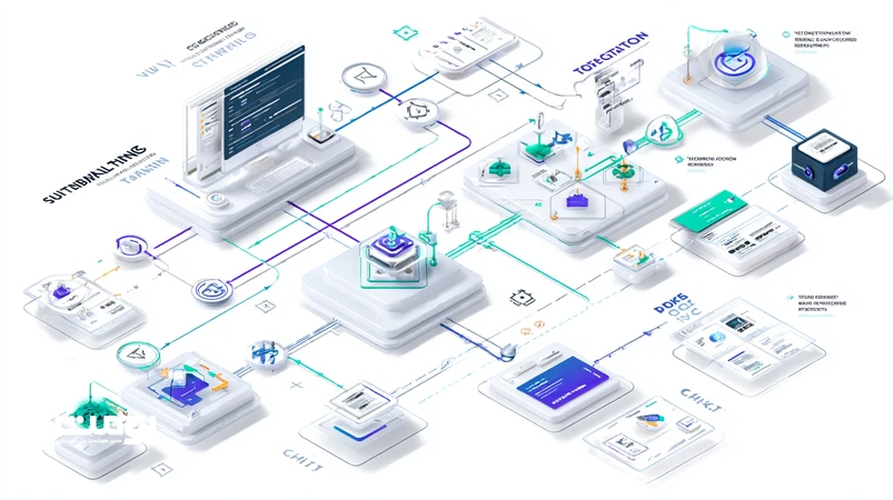 تصویر معماری سایت با گراف لینک‌های داخلی، نقشه سایت و مسیرهای خزنده برای بهبود ایندکس گوگل؛ نمایش ساختار شفاف و عمق کلیک کم