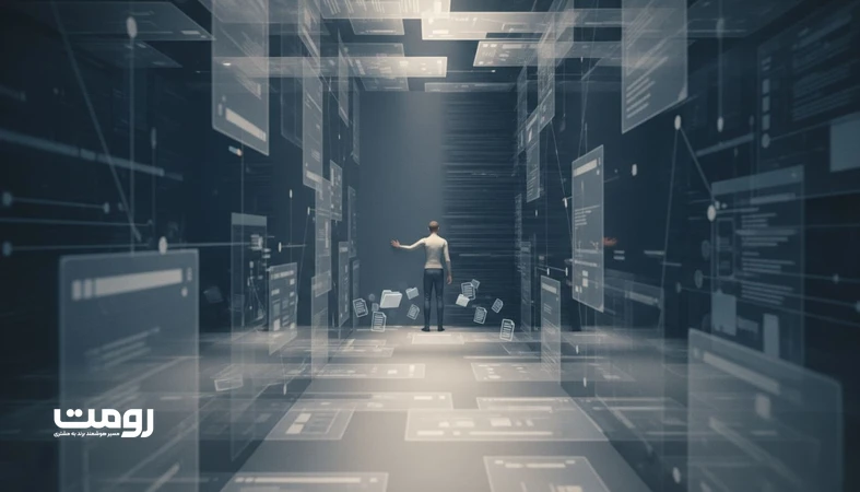 تصویر مفهومی از بن‌بست اطلاعاتی در عمق سایت و مسیرهای دسترسی از صفحه اصلی تا صفحات داخلی در معماری اطلاعات