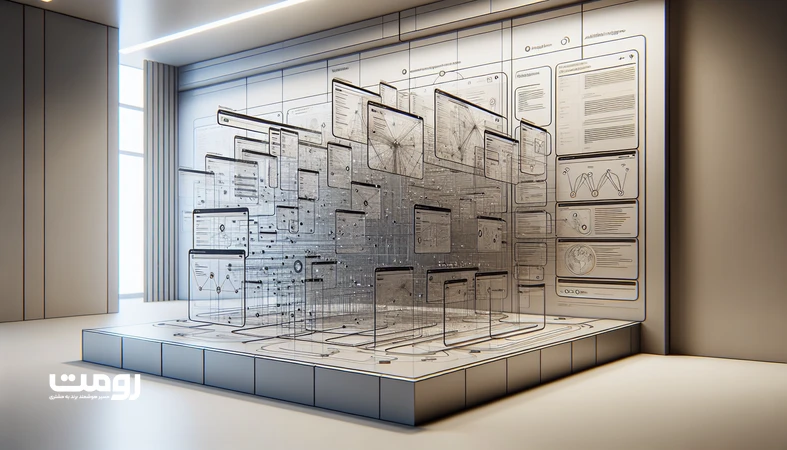 نقشه معماری اطلاعات یک وب‌سایت پیچیده با نمایش ساختار صفحات و تحلیل داده‌ای هوش مصنوعی برای بهینه‌سازی ساختار سایت