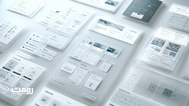 داشبورد مینیمال معماری محتوای سایت مبتنی بر هوش مصنوعی با نمایش خوشه‌های محتوا و مسیرهای کاربر در مدل رومت