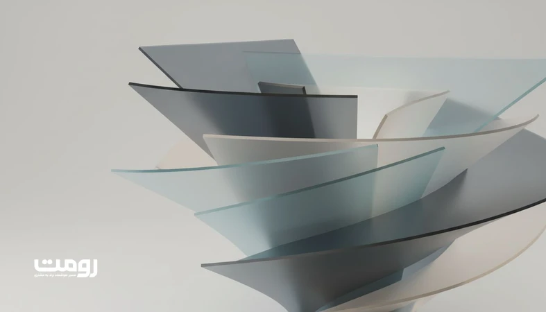 تصویر انتزاعی از قیف تبدیل مبتنی بر هوش مصنوعی با لایه‌های هندسی که تحلیل رفتار و احساس کاربر و بهینه‌سازی پویا مسیر تبدیل را تداعی می‌کند