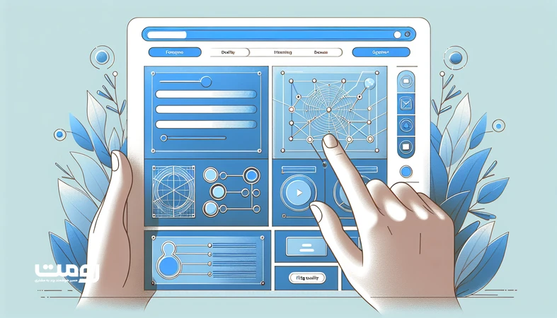 clean UX web interface illustrating attention economy with clear visual hierarchy, focus points and minimal design to maintain user attention