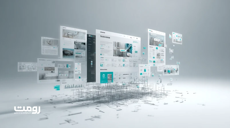 نمایش یک رابط کاربری وب‌سایت زیبا بر روی یک وایرفریم آشفته برای توضیح شکست سایت‌های با طراحی زیبا بدون معماری اطلاعات دقیق