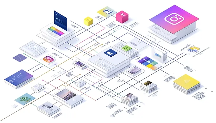 تصویری از فرآیند برندسازی دیجیتال بدون یک سیستم منظم، که باعث ضعف برند و تصمیم‌های پراکنده می‌شود.