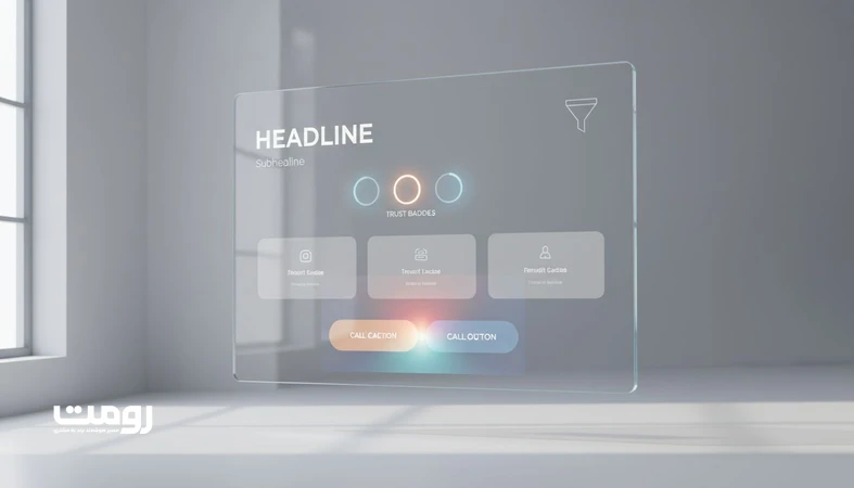 وایرفریم و چیدمان محتوای صفحه لندینگ با سلسله‌مراتب تیترها، اعتمادسازی و دکمه‌های CTA برای افزایش نرخ تبدیل