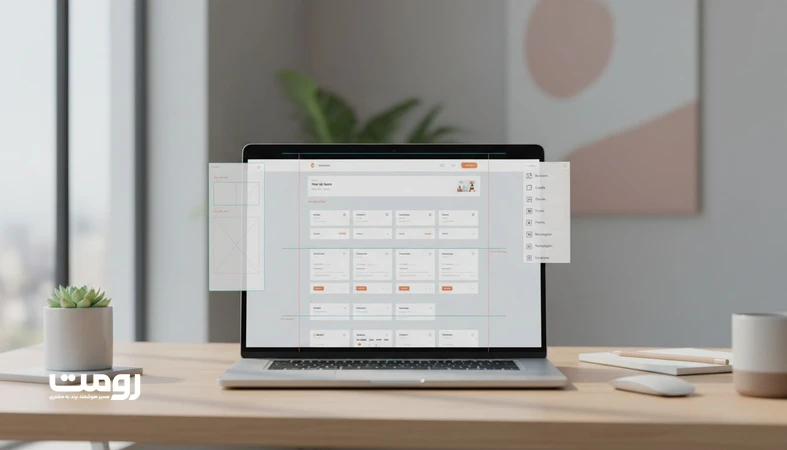 نمایی از رابط کاربری وب با کارت ها و باکس های یکپارچه روی گرید منظم که نقش طراحی کارت به عنوان امضای برند را نشان می دهد