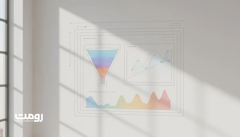 داشبورد تحلیل رفتار کاربران و وایرفریم UI برای طراحی سایت داده‌محور و تصمیم‌گیری مبتنی بر داده