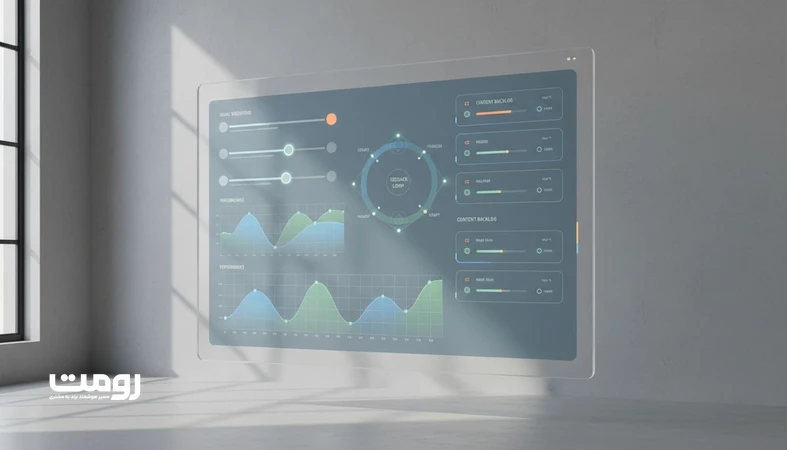 داشبورد تحلیلی استراتژی محتوای پویا با نمایش سیگنال‌های رفتاری و حلقه بازخورد محتوا برای برنامه‌ریزی تطبیقی
