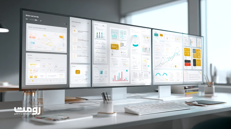 تصویر مفهومی از معماری اطلاعات و ساختار سایت با نمودارها و وایرفریم برای توضیح اهمیت ساختار سایت در الگوریتم‌های جدید گوگل و سئو