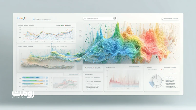 داشبورد تحلیلی الگوریتم Gemini گوگل با نمایش ترکیب سیگنال‌های محتوا، تصویر و رفتار کاربر برای آینده رتبه‌بندی نتایج جست‌وجو