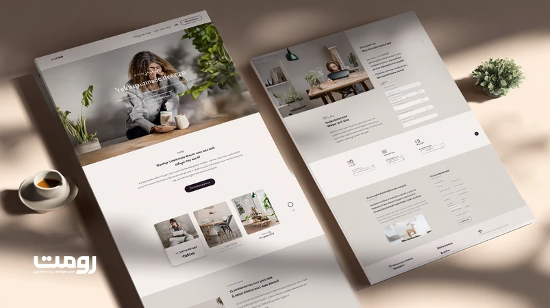 نمونه طراحی ساختار صفحه اصلی سایت حرفه‌ای با بخش هیرو، خدمات و اثبات اجتماعی برای افزایش اعتماد و نرخ تبدیل در سایت‌های ایرانی