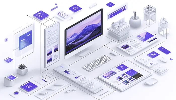 نمودار فرآیند ایجاد یک زبان بصری هماهنگ برای تمام صفحات وب‌سایت با تأکید بر هویت بصری یکپارچه.