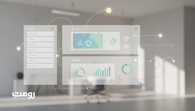 تصویر مینیمال از داشبورد تولید محتوا با هوش مصنوعی و لایه بازبینی انسانی برای حفظ اصالت و اعتماد در عصر AI