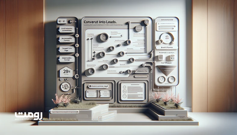 داشبورد مینیمال وب‌سایت نسل جدید با قیف فروش، فرم‌های هوشمند و اتوماسیون ایمیل و واتساپ برای تبدیل بازدیدکننده به مشتری