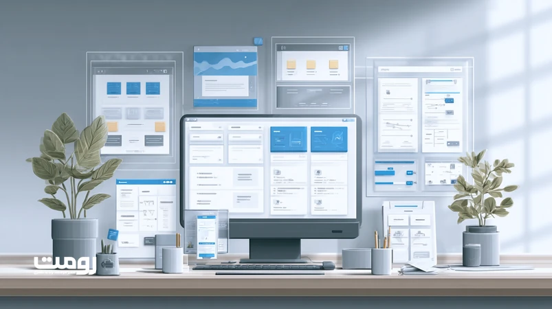 نمایش معماری سایت قابل‌توسعه با وایرفریم صفحات، ساختار محتوا و رابط کاربری مدرن برای طراحی وب‌سایت حرفه‌ای