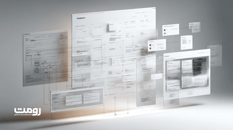 نمایش گرافیکی مینیمال از معماری وب و ساختار URL سئو پسند با سلسله‌مراتب صفحات و پوشه‌ها برای افزایش اعتبار سایت در گوگل