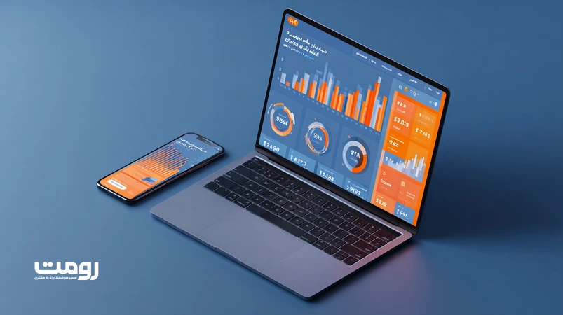 تصویر مفهومی از لندینگ پیج بهینه با CTA واضح، نمودار تحلیل داده و هیت‌مپ روی موبایل و دسکتاپ برای افزایش نرخ تبدیل کمپین‌های تبلیغاتی در ۲۰۲۶