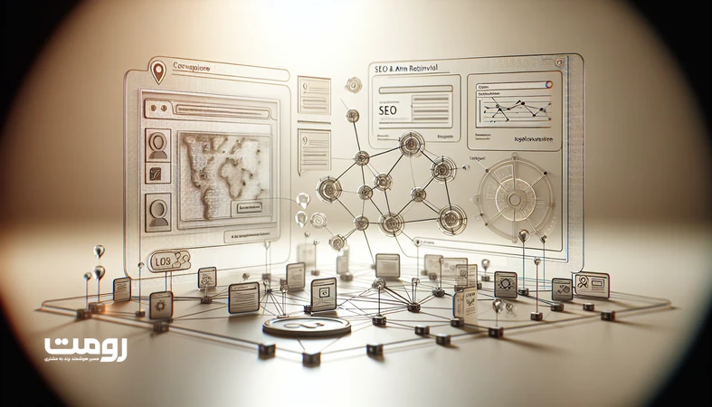نمایی مینیمال از داشبورد تحلیل سئو و شبکه بازیابی هوش مصنوعی که نقش وب‌سایت در SGE و جست‌وجوی هوش‌مصنوعی‌محور را نشان می‌دهد