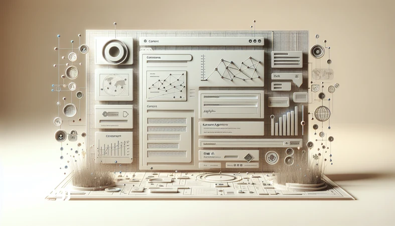 نمایی مینیمال از رابط کاربری وب‌سایت و داشبورد تحلیل که نشان می‌دهد وب‌سایت در عصر هوش مصنوعی هنوز ستون فقرات برند و دارایی دیجیتال قابل‌کنترل است.