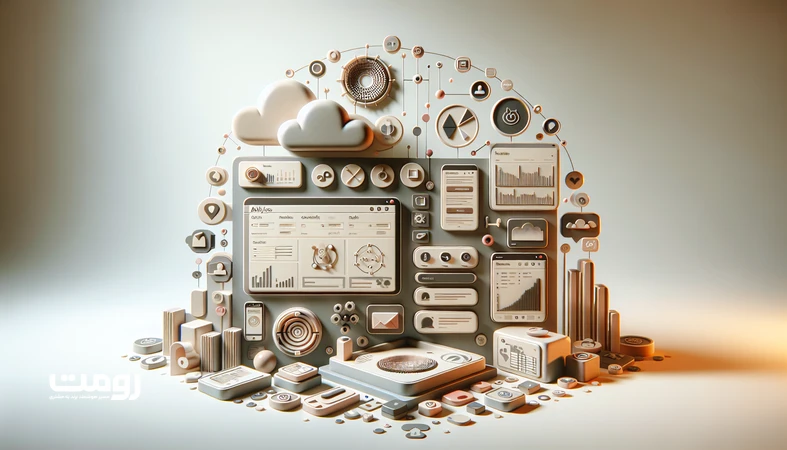 تصویر مفهومی مقایسه وب‌سایت با اینستاگرام و لینکدین در عصر هوش مصنوعی با تاکید بر اعتماد، داده و پایداری برند