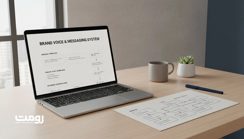 تصویر یک داشبورد و قالب الگوی پیام سازی برند برای سناریوهای تکرارشونده با تاکید بر انسجام پیام در سایت و پشتیبانی