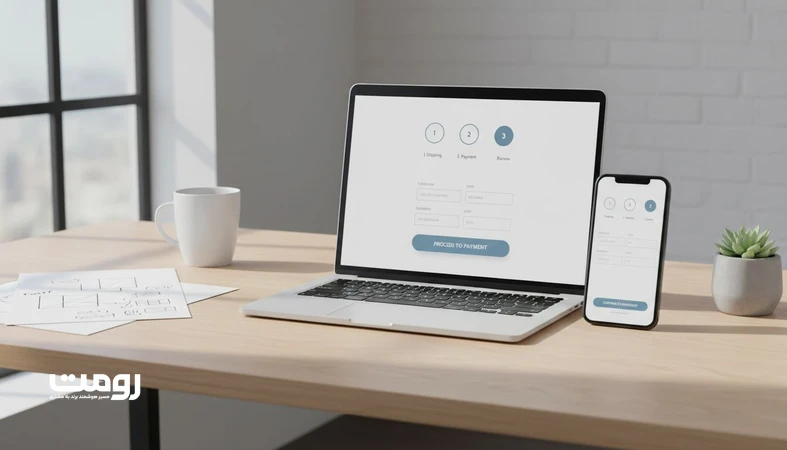 تصویر رابط کاربری مینیمال از مسیر سریع انجام کار در طراحی تجربه کاربر مصمم با دکمه اقدام واضح و مراحل کوتاه