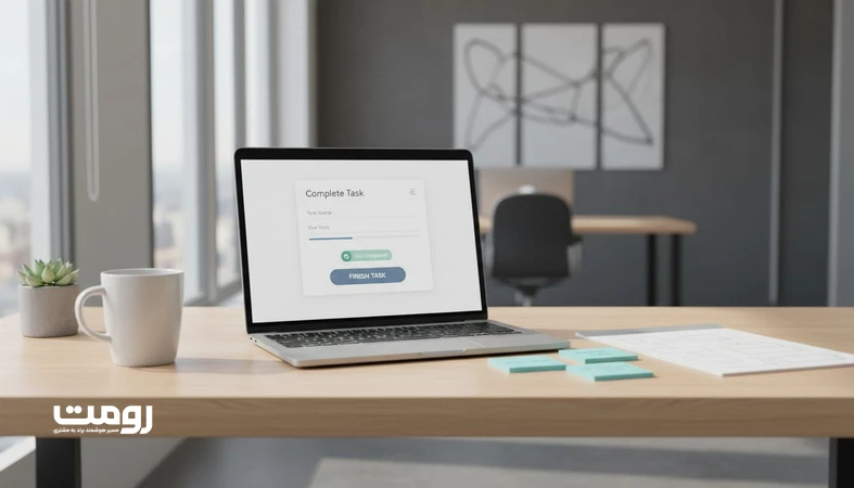 نمایی مینیمال از رابط کاربری که تعامل های کوتاه و انجام سریع کار را با مسیر کوتاه، بازخورد فوری و کاهش بار شناختی در UX نشان می دهد