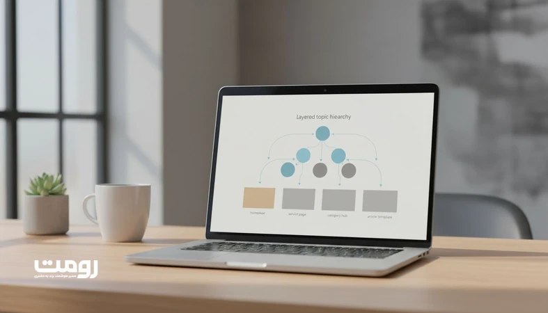تصویر نمودار سلسله مراتب موضوعات و نگاشت مفهوم به صفحه در معماری محتوا برای طراحی ساختار سایت