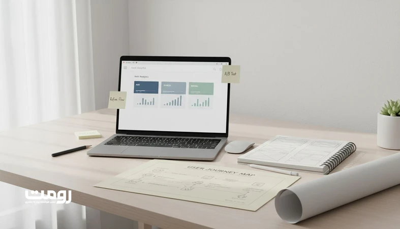 تصویر داشبورد تحلیل کانال های ورودی و نقشه سفر کاربر برای طراحی تجربه کاربر بر اساس نیت کاربران