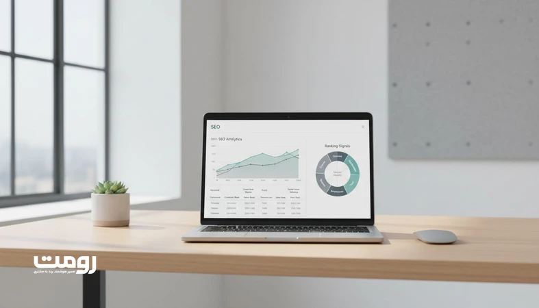 داشبورد تحلیلی سیگنال‌های رتبه‌بندی گوگل در ۲۰۲۶ با نمودار نوسان رتبه و خوشه‌بندی سیگنال‌ها
