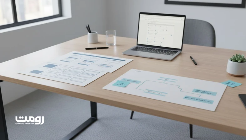 دیاگرام معماری اطلاعات برای رشد افقی و اضافه کردن سرویس های جدید بدون به هم ریختن منو و ساختار سایت