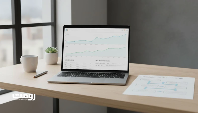 داشبورد تحلیل Core Update گوگل با نمودار نوسان رتبه، تفکیک کوئری و صفحات برای تشخیص تغییر معیارهای کیفیت