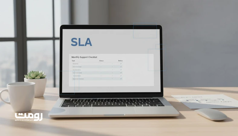 داشبورد و چک لیست SLA برای پشتیبانی ماهانه سایت با نمایش زمان پاسخ گویی، مدیریت رخدادها و گزارش دهی